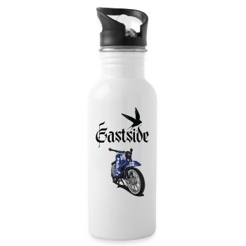Schwalbe Tuning (blau) // Illustration - Trinkflasche mit integriertem Trinkhalm - Weiß - Rechts