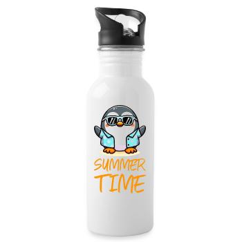 Penguin Summer Time - Water bottle with straw - white - Right