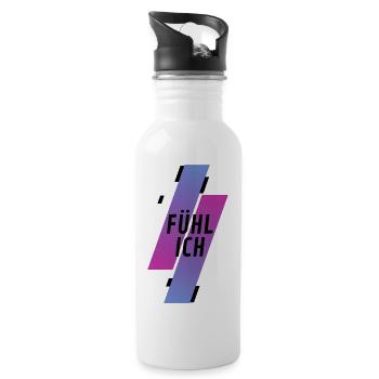 Saying, I feel. Cool pink design - Water bottle with straw - white - Right
