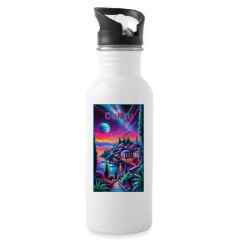 Korfu Griechenland Städte Design - Trinkflasche mit integriertem Trinkhalm - Weiß - Rechts