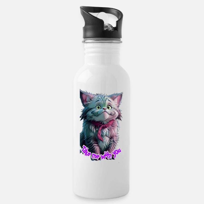 Monster 8 - Trinkflasche mit integriertem Trinkhalm - Weiß