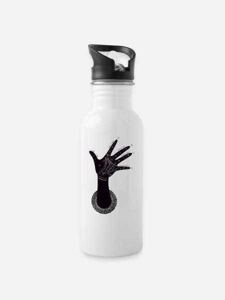Handlesen Spirituell Esoterik Witch Hexe Wicca - Trinkflasche mit integriertem Trinkhalm - Weiß