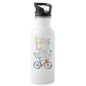 Ride Like the Wind Bicycle Design - Water bottle with straw - white - Right