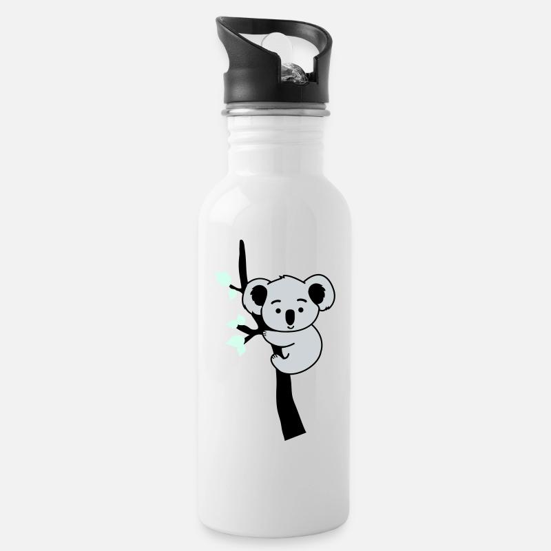 koalabär comic baum - Trinkflasche mit integriertem Trinkhalm - Weiß