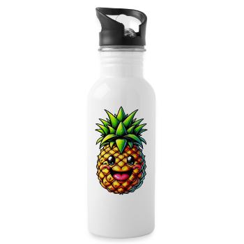 Ananas - Trinkflasche mit integriertem Trinkhalm - Weiß - Rechts