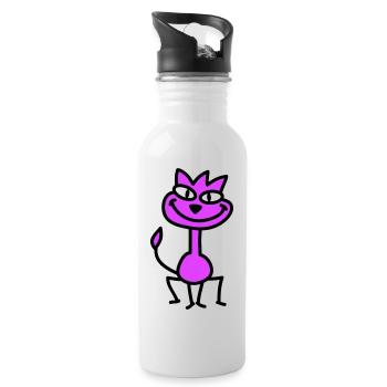Pretty Cat Looking Happy Cheerful Smiling - Water bottle with straw - white - Right