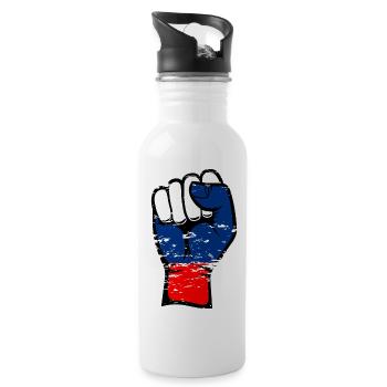Poing de drapeau de la Russie utilisé - Gourde avec paille intégrée - blanc - Droite