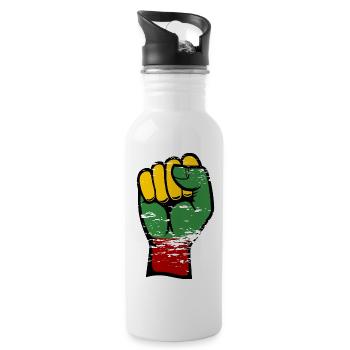 Lithuania flag fist used - Water bottle with straw - white - Right