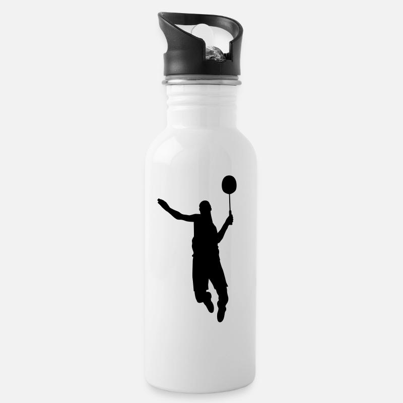Badminton Tennis Sport - Trinkflasche mit integriertem Trinkhalm - Weiß