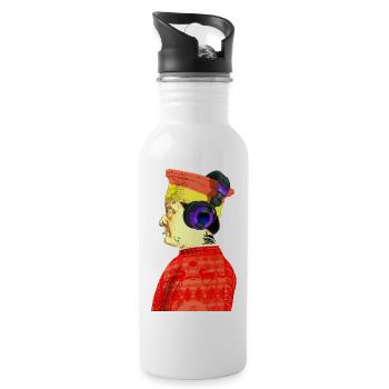 Federico da Montefeltro - Trinkflasche mit integriertem Trinkhalm - Weiß - Rechts