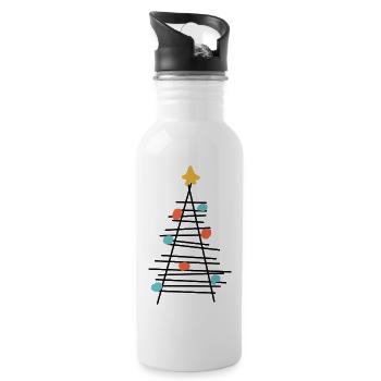 Farbenpunkt Baum Minimalismus - Trinkflasche mit integriertem Trinkhalm - Weiß - Rechts