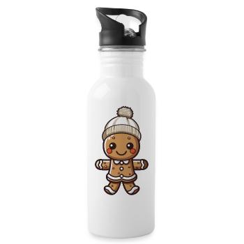 gingerbread man - Water bottle with straw - white - Right