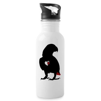 African grey parrot heart - Water bottle with straw - white - Right