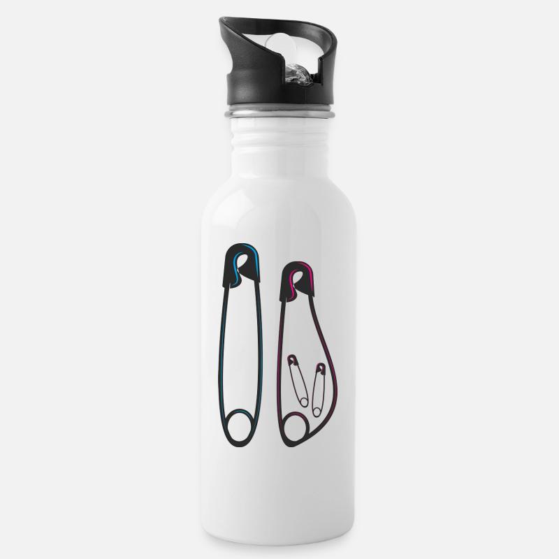 Schwangerschaft Ankündigung Überraschung Zwillinge - Trinkflasche mit integriertem Trinkhalm - Weiß