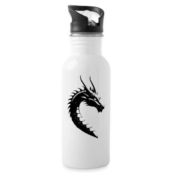 Long - Chinesischer Drache - Trinkflasche mit integriertem Trinkhalm - Weiß - Rechts