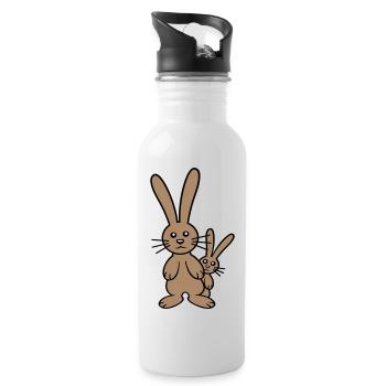 2 Hasen Kind versteckt Vater Zwei Kleinkind Mutter - Trinkflasche mit integriertem Trinkhalm - Weiß - Rechts