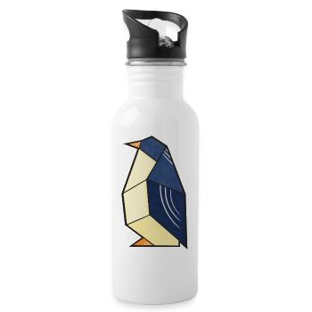 Niedlicher Pinguin im Origami Stil - Trinkflasche mit integriertem Trinkhalm - Weiß - Rechts