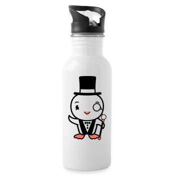 Sir Vogel Zylinder Hut Monokel Brille reicher Herr - Trinkflasche mit integriertem Trinkhalm - Weiß - Rechts