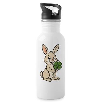 Trèfle de lapin - Gourde avec paille intégrée - blanc - Droite