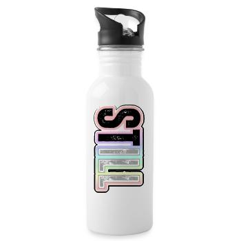 STILL ILL – pastel lettering with character - Water bottle with straw - white - Right