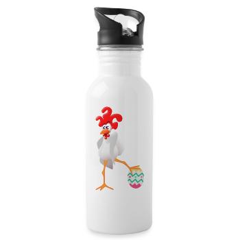 Easter rooster - Water bottle with straw - white - Right