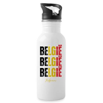 Fierté belge, drapeau de la Belgique - Gourde avec paille intégrée - blanc - Droite