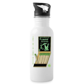 UFO Invasion Vintage Poster Design - Water bottle with straw - white - Right