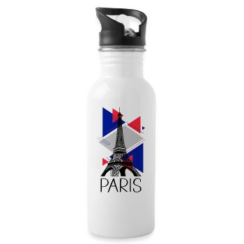 Paris Tour Eiffel France City Skyline Art - Gourde avec paille intégrée - blanc - Droite