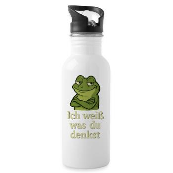 Frog grinning I know what you're thinking - Water bottle with straw - white - Right