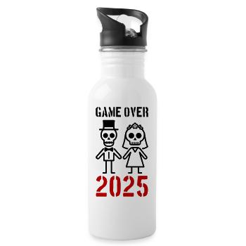 Game Over 2025 Hochzeit Ehepaar - Trinkflasche mit integriertem Trinkhalm - Weiß - Rechts