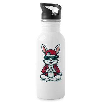 Chill Heart Bunny - Water bottle with straw - white - Right