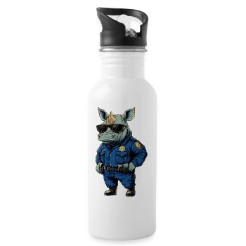 Rhinos Police / Policier Rhino - Gourde avec paille intégrée - blanc - Droite