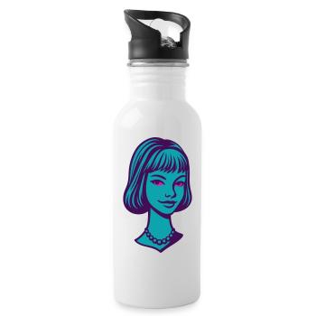 Lady Portrait 60s Pop Art II - Water bottle with straw - white - Right