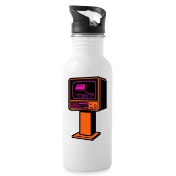 Retro-Future TV - Trinkflasche mit integriertem Trinkhalm - Weiß - Rechts