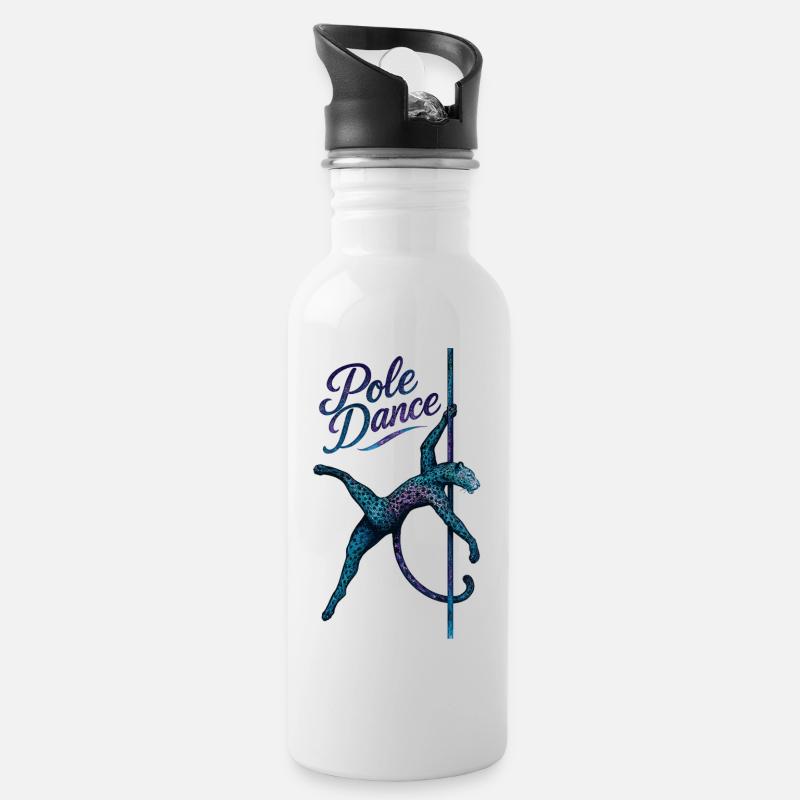 Pole dance Léopard Pole Dancer Pole Cadeau - Gourde avec paille intégrée - blanc