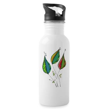 Feuilles abstraites - Gourde avec paille intégrée - blanc - Droite
