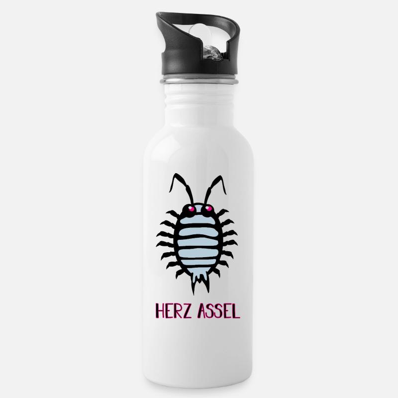 Assel - Trinkflasche mit integriertem Trinkhalm - Weiß