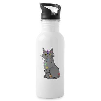 Chat-kra - Trinkflasche mit integriertem Trinkhalm - Weiß - Rechts