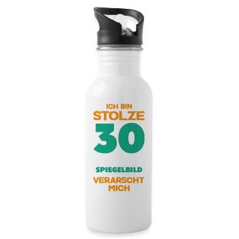 Funny 30th birthday gift - Water bottle with straw - white - Right
