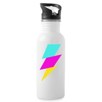 Rayon abstrait aux couleurs néon - Gourde avec paille intégrée - blanc - Droite
