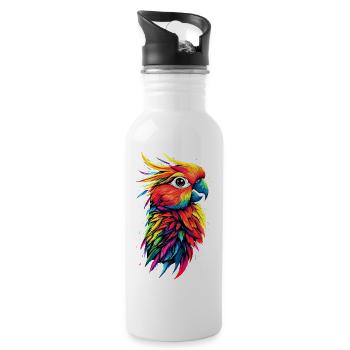 Papagei Ara Sittich Kakadu Liebhaber Papageien - Trinkflasche mit integriertem Trinkhalm - Weiß - Rechts