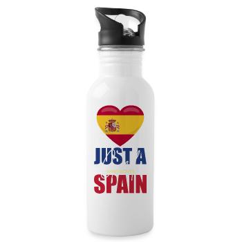 Herzflagge Spanien Liebesmotiv - Trinkflasche mit integriertem Trinkhalm - Weiß - Rechts