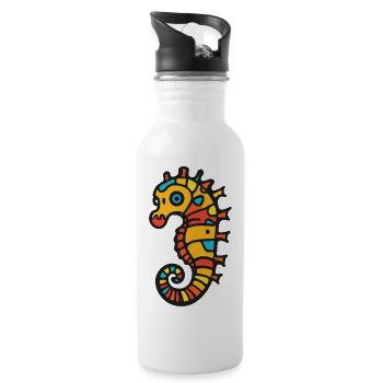 Seahorse Halloween Zombie - Water bottle with straw - white - Right