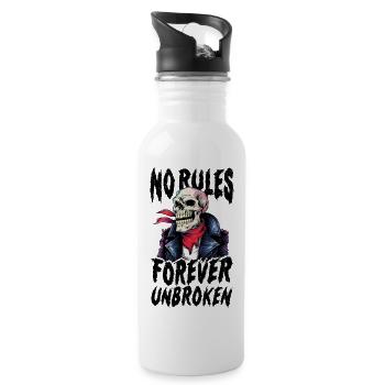 Totenkopf T-Shirt Keine Regeln für immer ungebrochen - Trinkflasche mit integriertem Trinkhalm - Weiß - Rechts