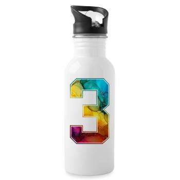 NO. 3 NUMBER 3 COLLEGE 3RD BIRTHDAY - Water bottle with straw - white - Right