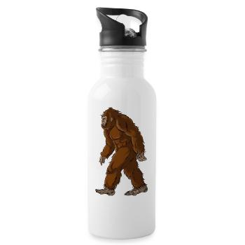 Mysterious Bigfoot Walking Forest Design - Water bottle with straw - white - Right