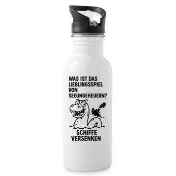 Ships Sink Sea Monster Funny Kids Joke - Water bottle with straw - white - Right
