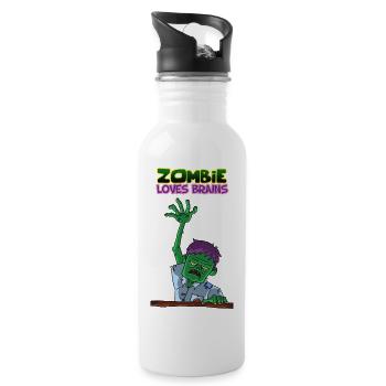 Zombie aime le cerveau Horreur drôle de monstre mort-vivant - Gourde avec paille intégrée - blanc - Droite