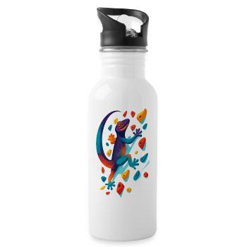 Cadeau de lézard grimpeur de gecko escaladeur de bloc - Gourde avec paille intégrée - blanc - Droite