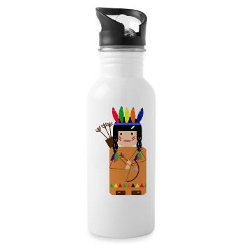Little Indian Feathered Warrior - Water bottle with straw - white - Right